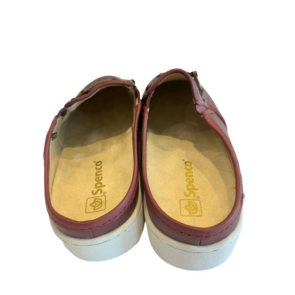 Spenco mules Women’s Burgundy Leather Mules Size  7 D Slip On Weave Horse Bit … - Picture 4 of 9